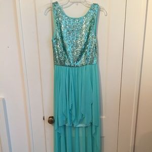 Teal Formal High-Low Dress